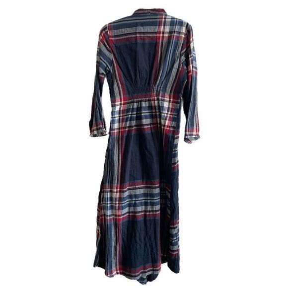 Anthropologie Isabella Sinclair Plaid Tartan Moc Maxi Wrap Dress - Picture 3 of 5
